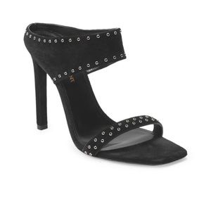 Saint Laurent Mica Grommet Black suede mule sandal